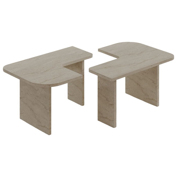 Hanah Home Iris - Juego de mesas de café Travertino